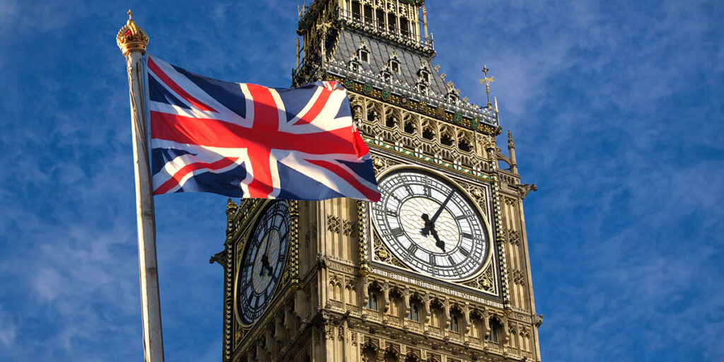 Big Ben behind the British Flag